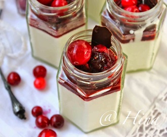 Eggless Gluten Free White Chocolate Mousse with Balsamic Cranberry Glaze