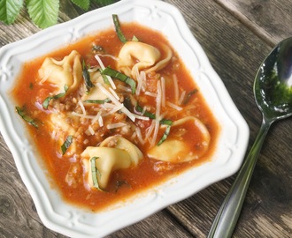 One Pot Tomato Soup with Tortellini and Italian Sausage