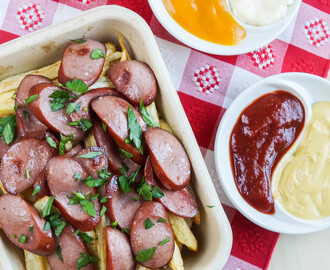 #SundaySupper Hamburgers & Hotdogs: Salchipapas (Peruvian Sausages and Potatoes)