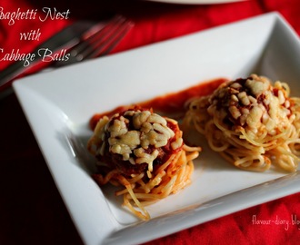 Spaghetti Nest with Cabbage Balls | Vegetarian recipe | Flavour Diary