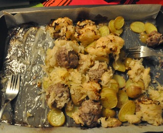 Rychlá masopustní večeře - masové koule s bramborovými plátky a zelím