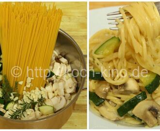One Pot Pasta mit Zucchini & Champignons | Fertig  in 20 Minuten