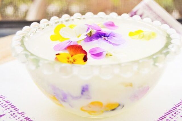 Yaourt floral de Pâques, Easter floral yogurt – recette de fleur