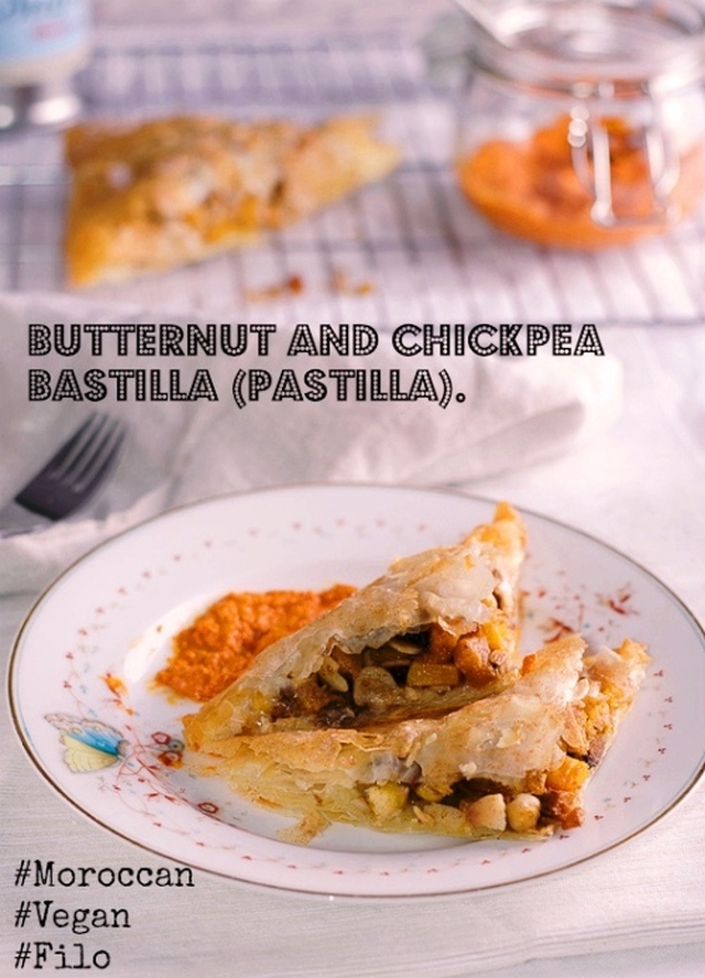 Moroccan Vegetarian Bastilla with Butternut, Chickpeas and Sweet Potato Caramel