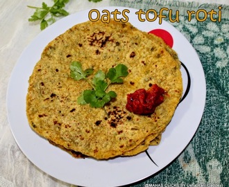 oats tofu cilantro leaves wheat flour paratha/easy indian flat bread recipes/tofu coriander leaves oats roti/step by step pictures