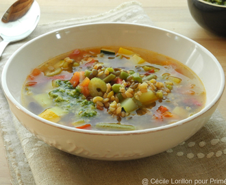 Recette bio Priméal: soupe minestrone au mescia de Petit épeautre