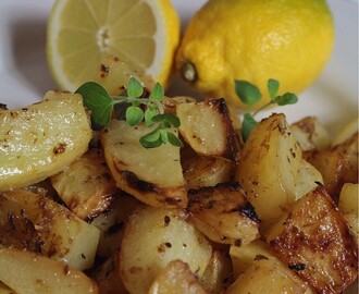 Grekisk citron och vitlöksrostad potatis