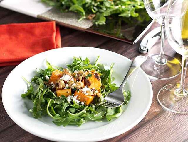 Roasted Sweet Potato and Arugula SaladSkip to Recipe