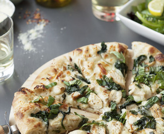 Spinach, Garlic and Chicken Chardonnay White Pizza