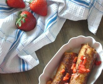 Gefüllte French Toast Rolls mit Erdbeeren und Schokolade