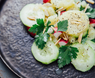 Kartoffelsalat mit Gurken und Radieschen – schnell und einfach