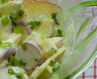 Radieschensalat, knackig-frisch mit Käse, Apfel & Frühlingszwiebeln