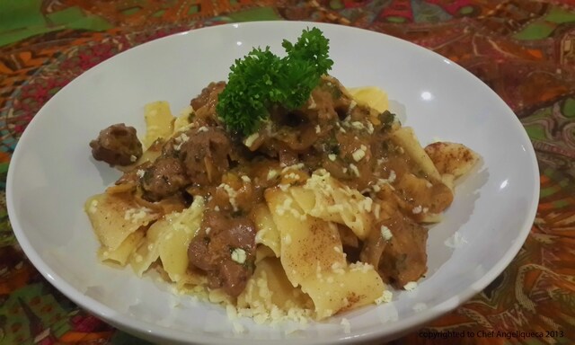 Gluten Free Cinnamon & White Chocolate pappardelle with Creamy & Spicy Chicken Livers