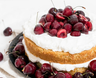 Buttermilk Cake with Whipped Cream and Bourbon Soaked Cherries