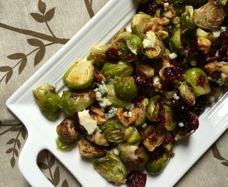 Roasted Brussels Sprouts with Blue Cheese, Walnuts and Cranberries