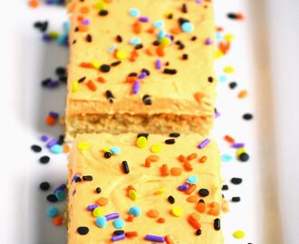 Frosted Sugar Cookie Bars with Halloween Sprinkles