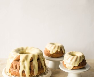 Vanilla Malted Bundt Cake with White Chocolate and Cardamom Frosting