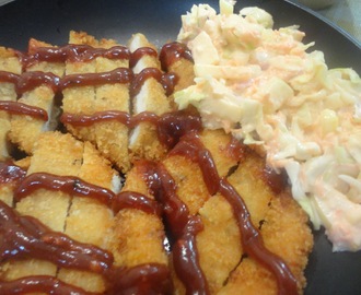 Chicken Katsu with spiced Katsu Sauce paired with Apple-Cabbage Slaw!