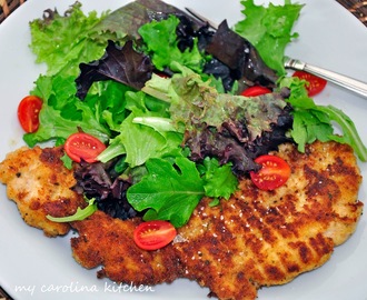 Barefoot Contessa’s Parmesan Chicken topped with Salad  Recipe