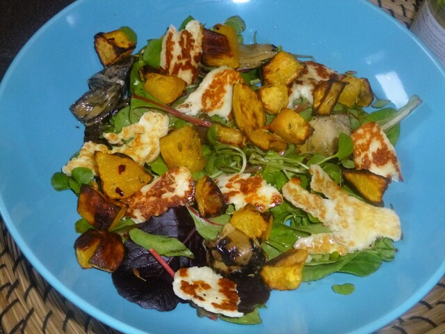 Roasted Chilli and Fennel Squash Salad with Halloumi and a Lemon and Tarragon Dressing Recipe