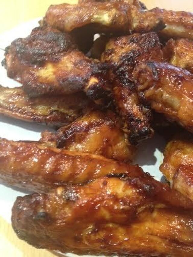Baked sticky chicken wings.