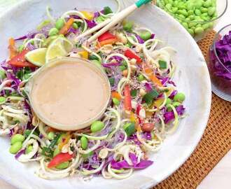 Raw Vegan Recipe | Rainbow Noodle Bowl + Thai Peanut Sauce