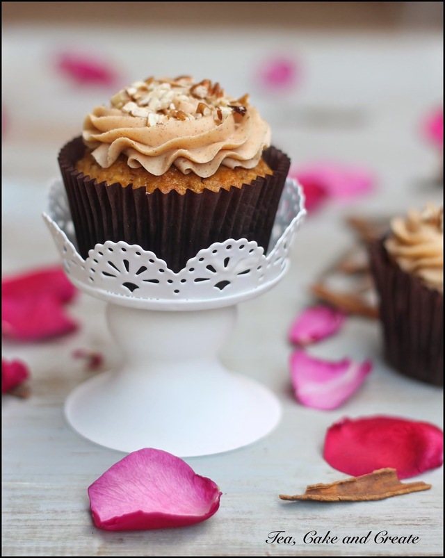 Carrot Cake Cupcakes with Cinnamon and Salted Caramel Cream Cheese Icing