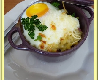 Oeuf cocotte aux coquillettes