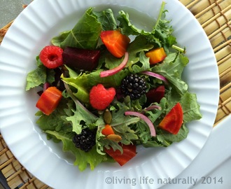 Kale, Beet and Berry Salad with Raspberry Vinaigrette