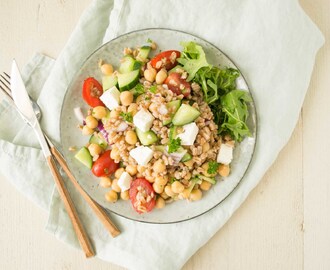 Spelt Salade met Kikkererwten & Feta