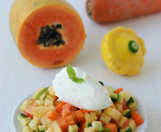 lifeisazoobiscuit wrote a new post, fruit + vegetable salad with white chocolate mousse, on the site lifeisazoobiscuit