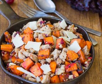 Turkey Red Lettuce Wraps with Sweet Potatoes and Cranberries