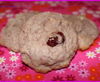 Cookies "roses" aux framboises, cranberries et chocolat blanc
