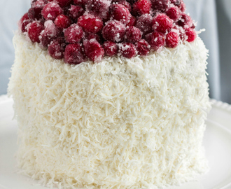 Candied Cranberries and Coconut Christmas Cake