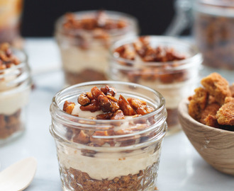 No Bake Caramel Cheesecake Mousse with Candied Walnuts