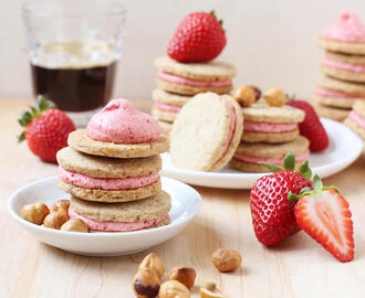 Hazelnut Shortbread Cookies with Roasted Strawberry Buttercream