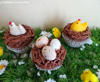 Cupcakes nids de Pâques au chocolat (recette facile)  (Chocolate Easter cupcakes )