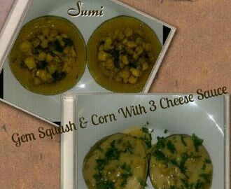 Gem squash and corn  with 3 cheese sauce