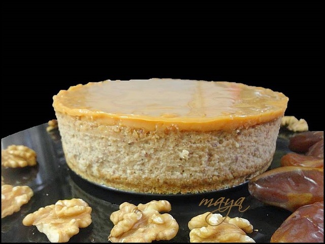 Cheesecake aux dattes/caramel et noix
