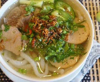 Vietnamese Udon noodle soup (Banh Canh Gio Heo)