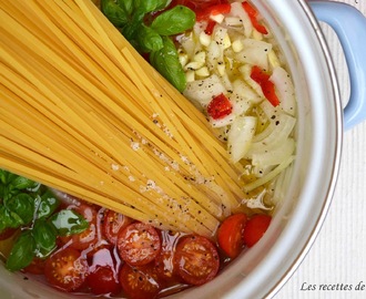 One pot pasta : linguines aux tomates cerise et basilic