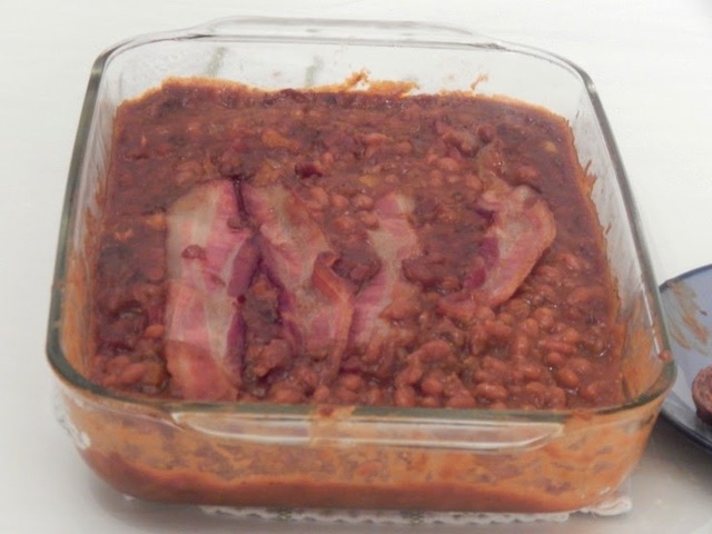 Bacon and Pork Sausage Baked Bean Casserole