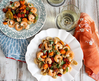 Orechiette with Roasted Tomatoes and Shrimp