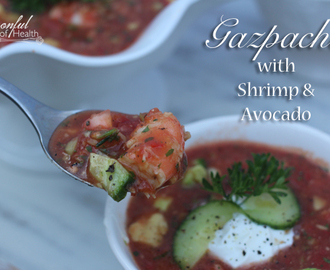 Avocado & Shrimp Gazpacho Soup {paleo, gluten & dairy free, vegan option}