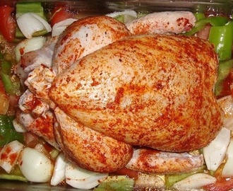 poulet  roti aux legumes