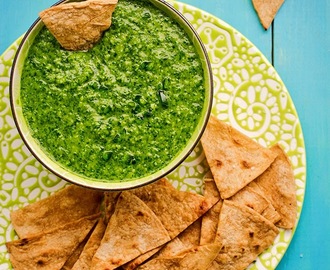 Cilantro-Lime Salsa Verde with Home-Fried Tortilla Chips