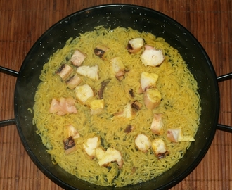 Riz et tentacules de calamar au curry