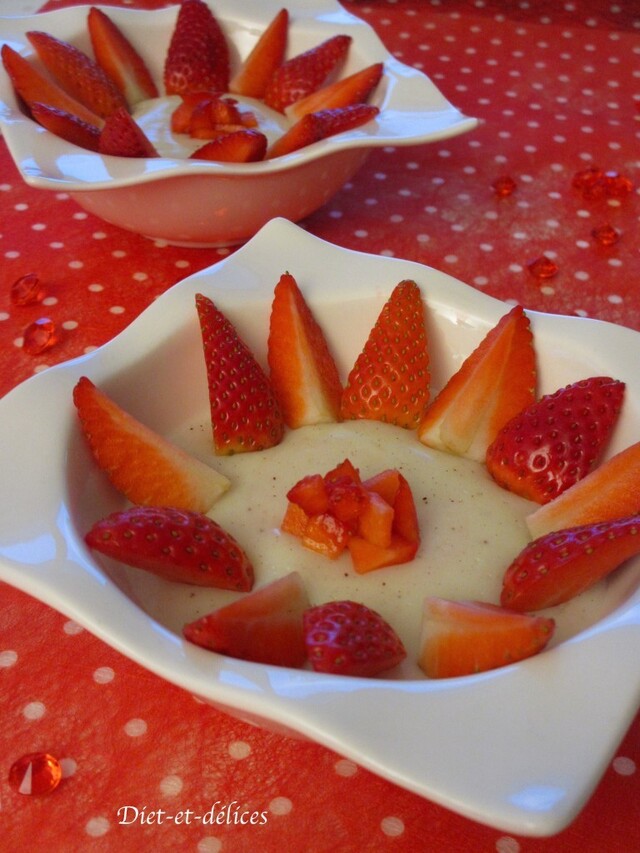 Crème dessert au basilic et aux fraises