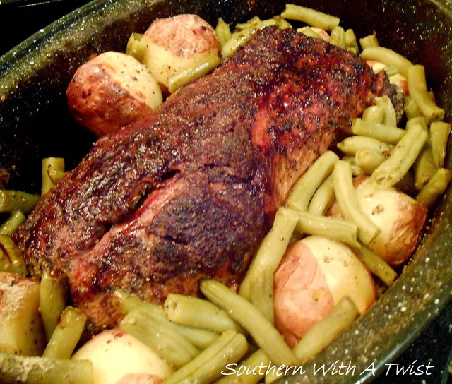 Greek Pork Loin with Red Potatoes and Green Beans