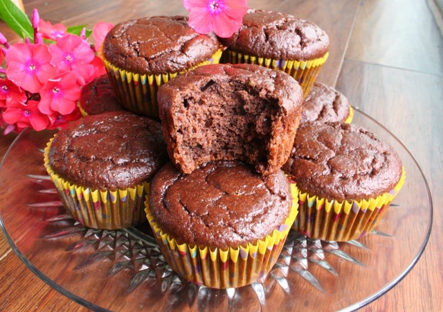 Chocolate Nut Butter Banana Muffins (Dairy, Gluten and Refined Sugar Free)